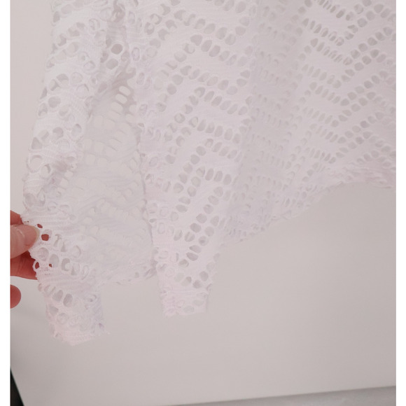 White Eyelet Swim Cover Womens Sheer Resort Beach Vacation Cruise Pool One Size - Picture 4 of 7